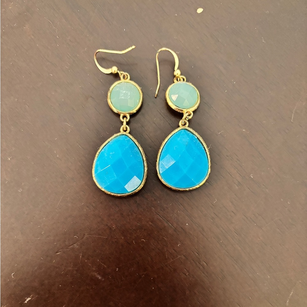 Blue & Gold Faceted Earrings